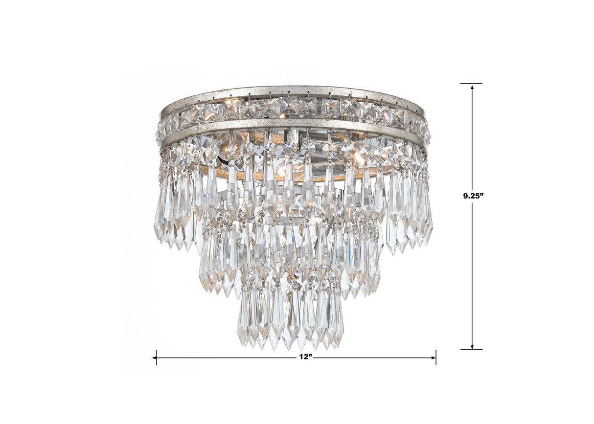 Mercer 3 Light Hand Cut Crystal English Bronze Flush Mount 5260-EB-CL-MWP