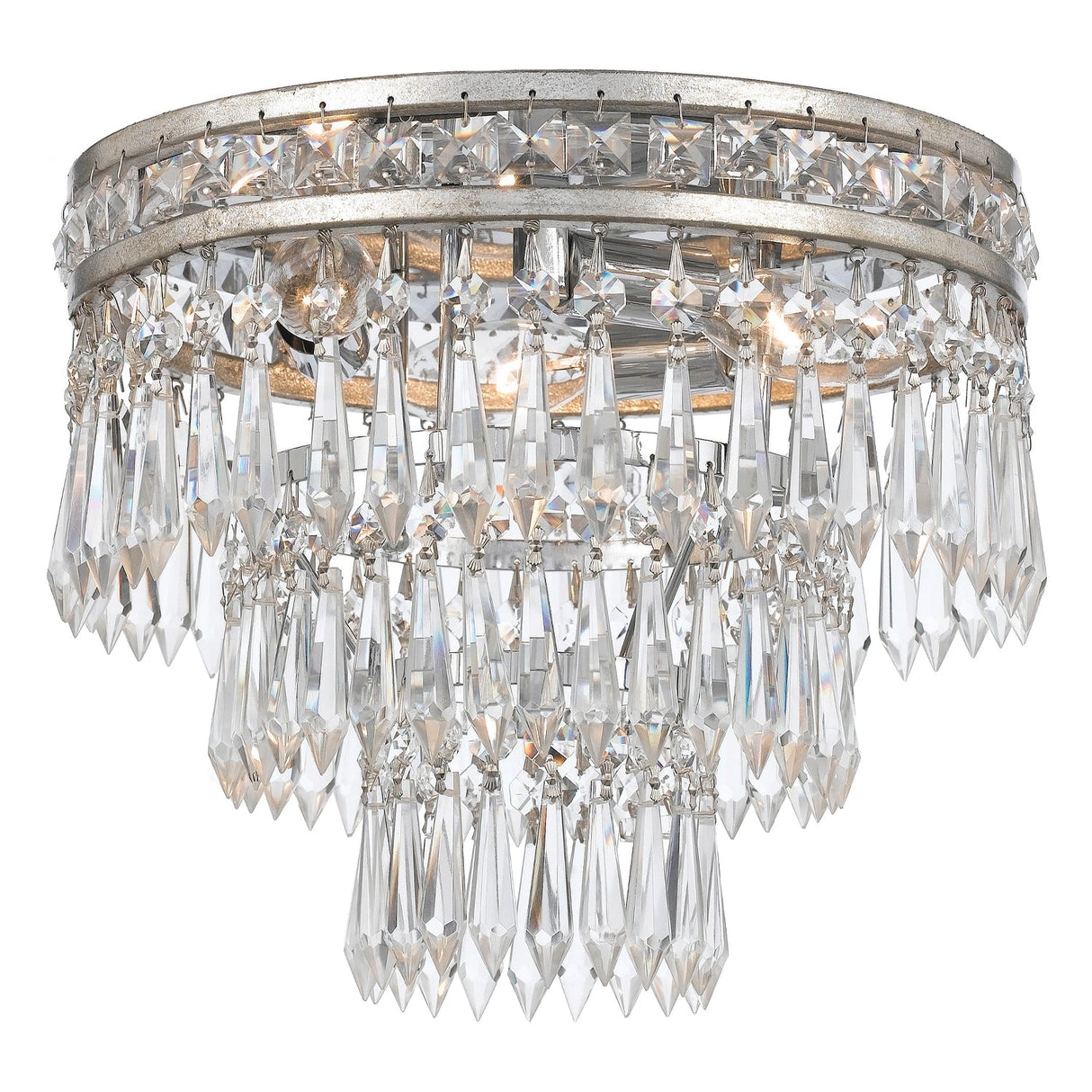 Mercer 3 Light Hand Cut Crystal English Bronze Flush Mount 5260-EB-CL-MWP