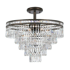 Mercer 7 Light Hand Cut Crystal English Bronze Semi Flush Mount 5264-EB-CL-MWP_CEILING