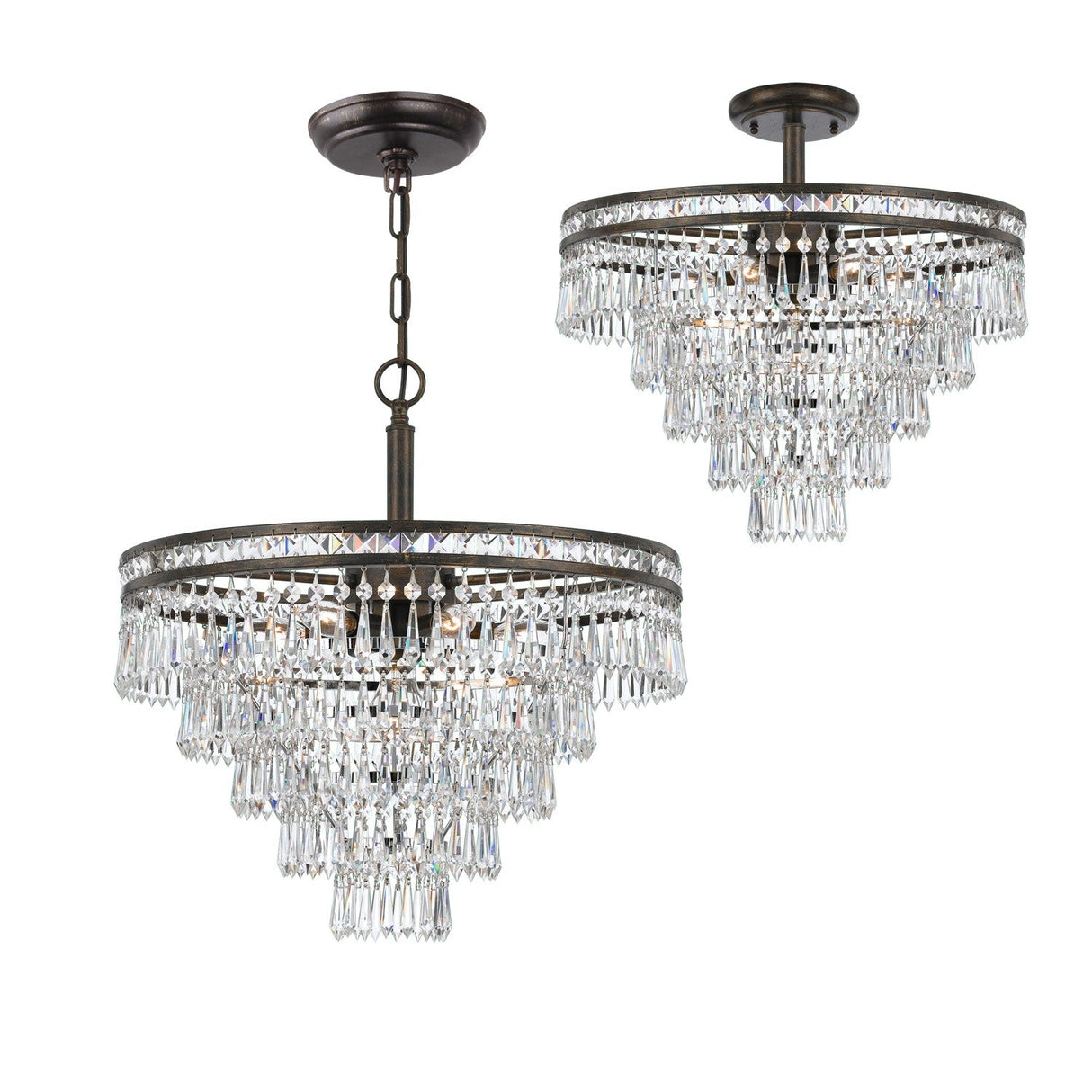 Mercer 7 Light Hand Cut Crystal English Bronze Semi Flush Mount 5264-EB-CL-MWP_CEILING