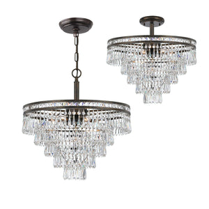Mercer 7 Light Hand Cut Crystal English Bronze Semi Flush Mount 5264-EB-CL-MWP_CEILING