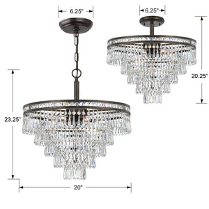 Mercer 7 Light Hand Cut Crystal English Bronze Semi Flush Mount 5264-EB-CL-MWP_CEILING