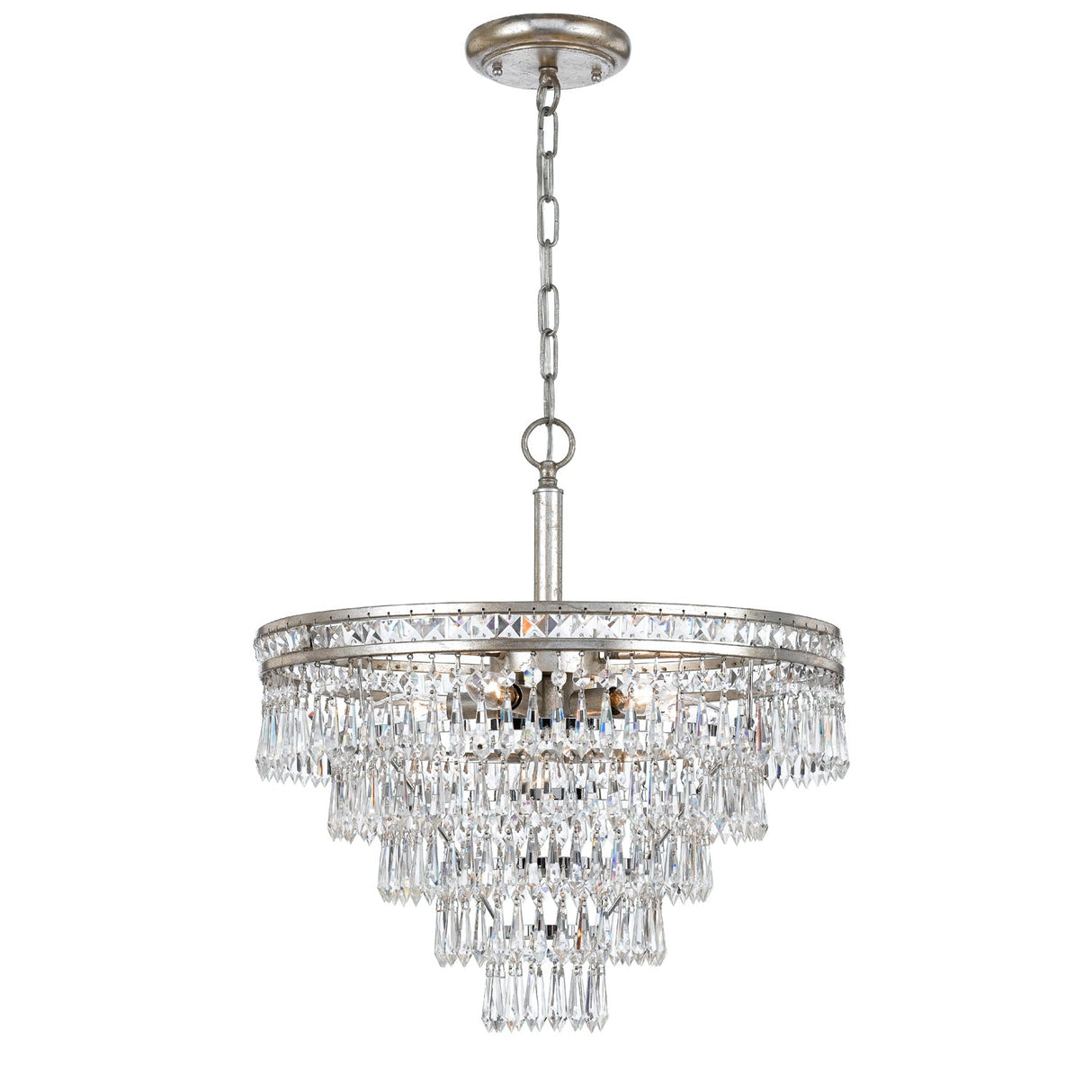 Mercer 7 Light Hand Cut Crystal Olde Silver Convertible Chandelier 5264-OS-CL-MWP