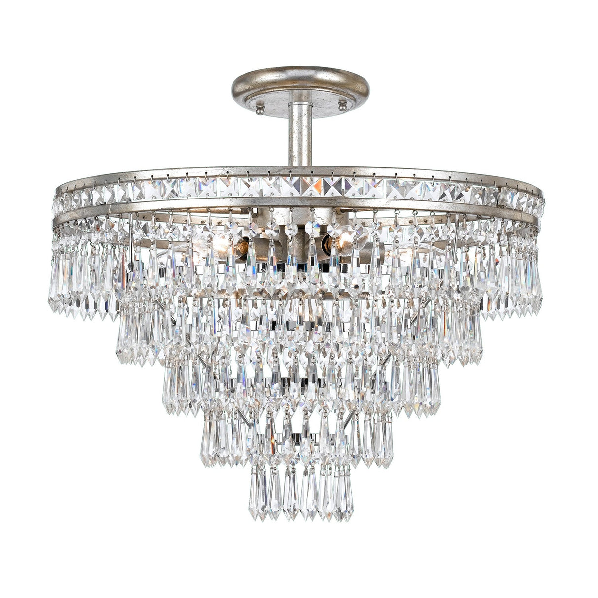 Mercer 7 Light Hand Cut Crystal Olde Silver Semi Flush Mount 5264-OS-CL-MWP_CEILING