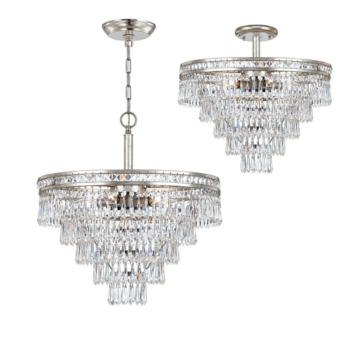 Mercer 7 Light Hand Cut Crystal English Bronze Semi Flush Mount 5264-EB-CL-MWP_CEILING