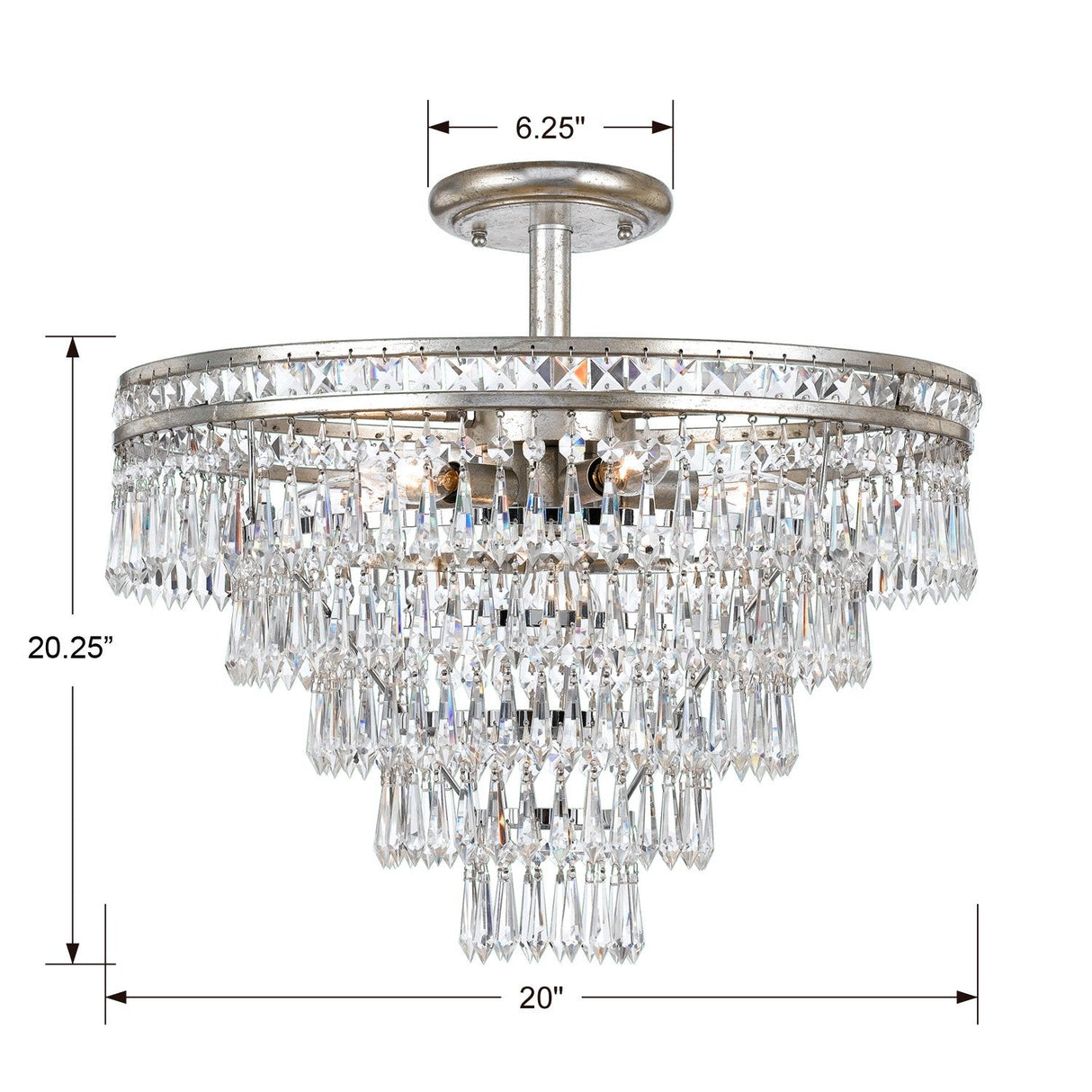 Mercer 7 Light Hand Cut Crystal English Bronze Semi Flush Mount 5264-EB-CL-MWP_CEILING
