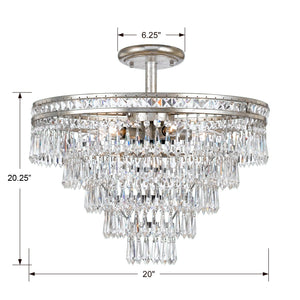 Mercer 7 Light Hand Cut Crystal English Bronze Semi Flush Mount 5264-EB-CL-MWP_CEILING