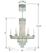 Mercer 10 Light Hand Cut Crystal Olde Silver Chandelier 5266-OS-CL-MWP