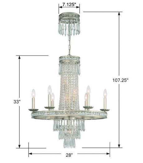 Mercer 10 Light Hand Cut Crystal Olde Silver Chandelier 5266-OS-CL-MWP