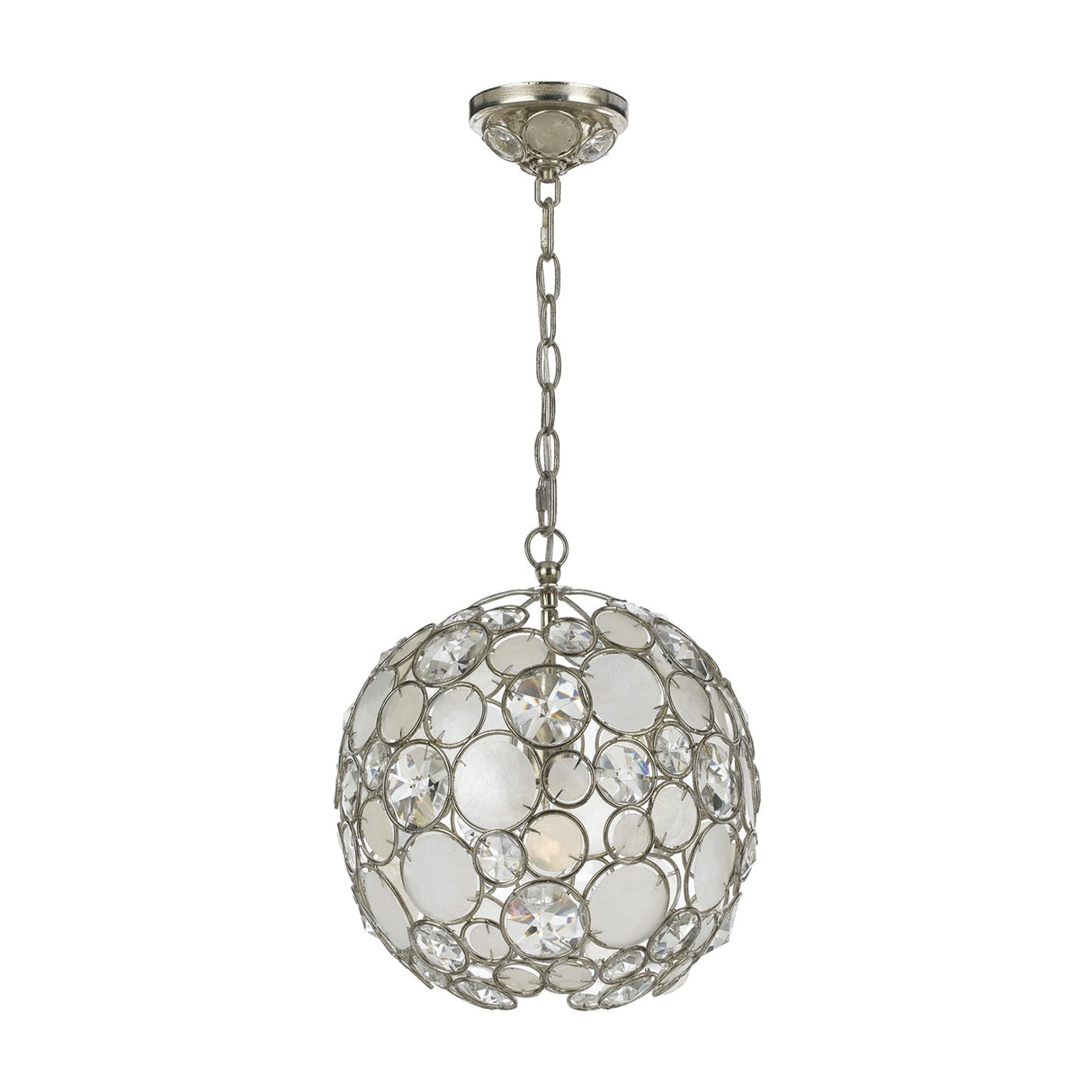 Palla 1 Light Antique Silver Sphere Pendant 527-SA