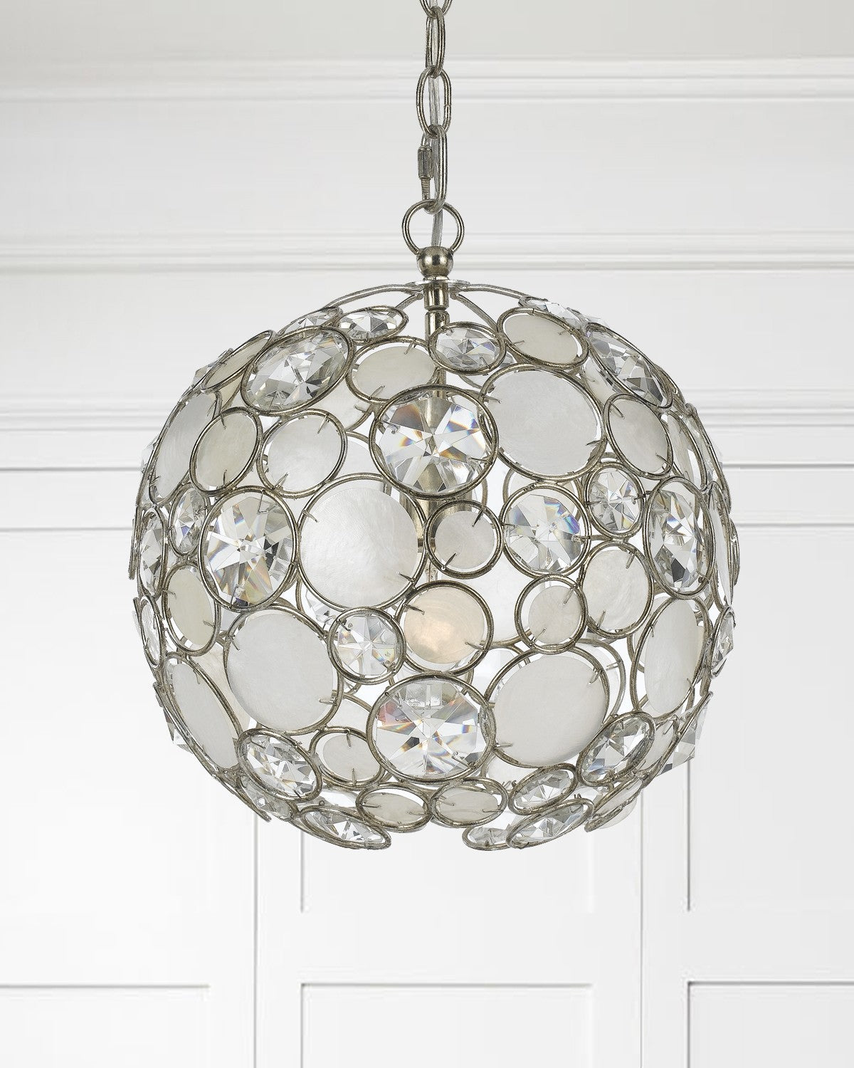 Palla 1 Light Antique Silver Sphere Pendant 527-SA