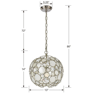 Palla 1 Light Antique Silver Sphere Pendant 527-SA
