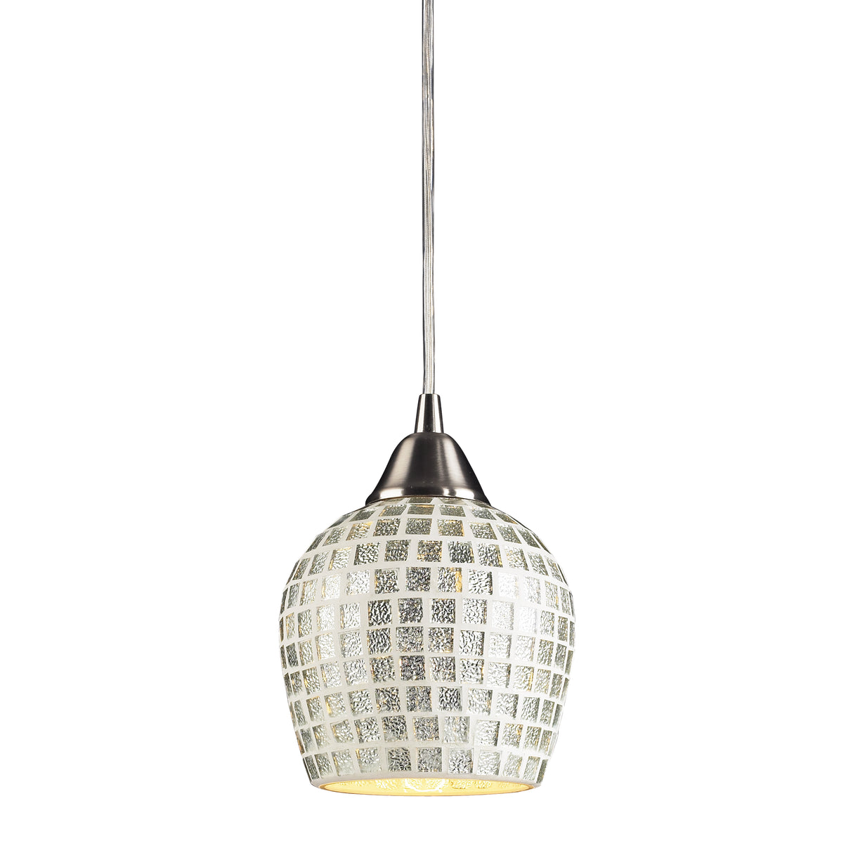 Elk 528-1SLV Fusion 5'' Wide 1-Light Pendant - Satin Nickel with Silver Mosaic