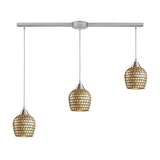 Elk 528-3L-GLD Fusion 36'' Wide 3-Light Pendant - Satin Nickel with Gold Leaf Mosaic