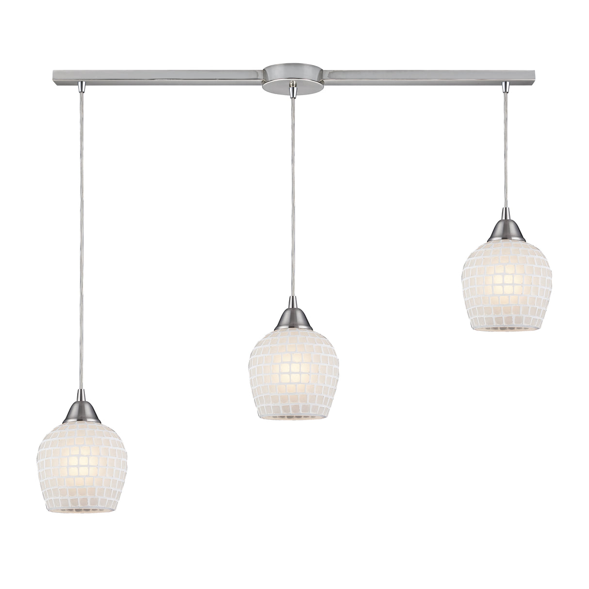 Elk 528-3L-WHT Fusion 36'' Wide 3-Light Pendant - Satin Nickel with White Mosaic