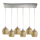 Elk 528-6RC-GLD Fusion 30'' Wide 6-Light Pendant - Satin Nickel with Gold Leaf Mosaic