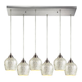 Elk 528-6RC-SLV Fusion 30'' Wide 6-Light Pendant - Satin Nickel with Silver Mosaic