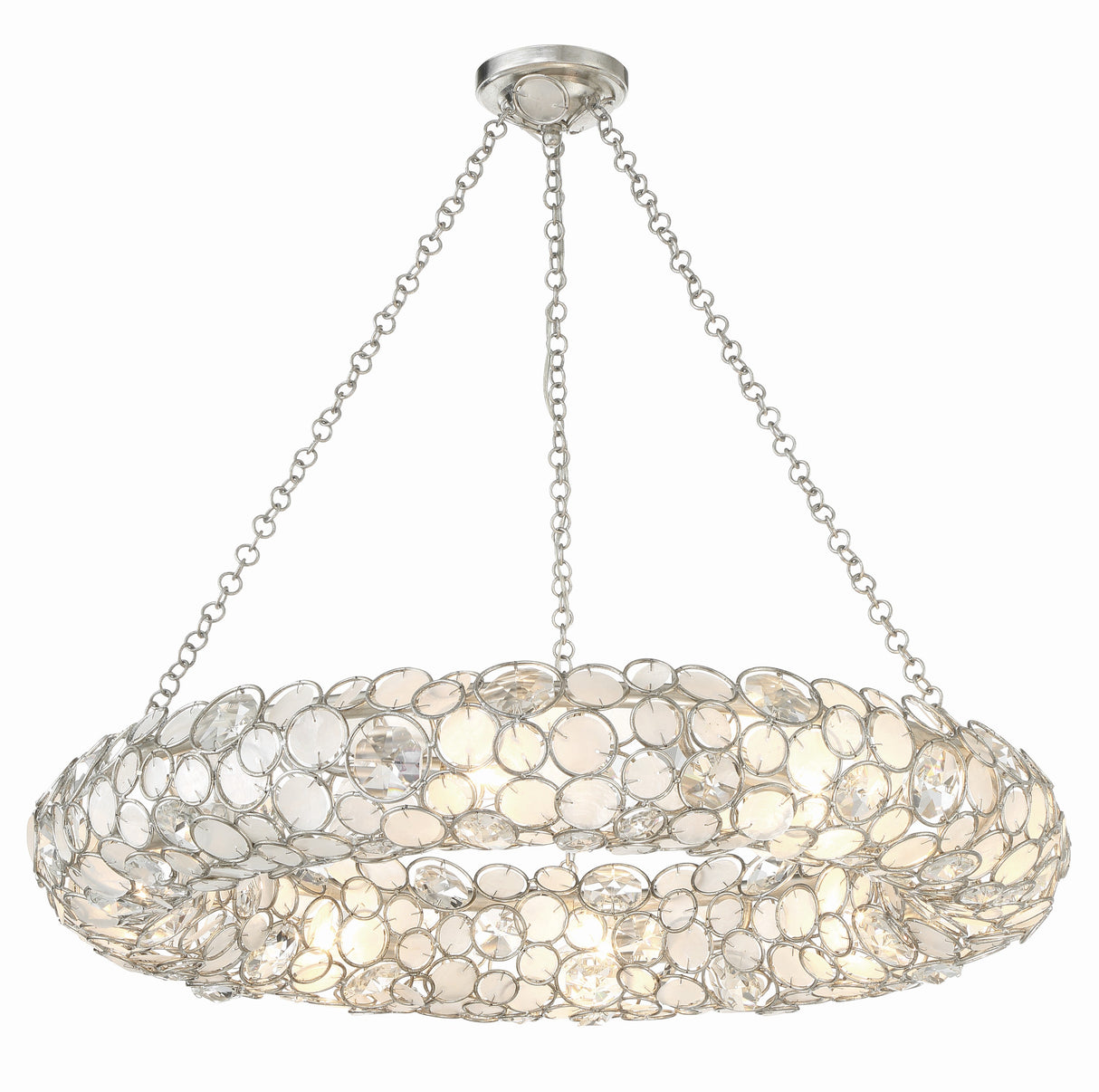 Palla 8 Light Antique Silver Chandelier 528P-SA