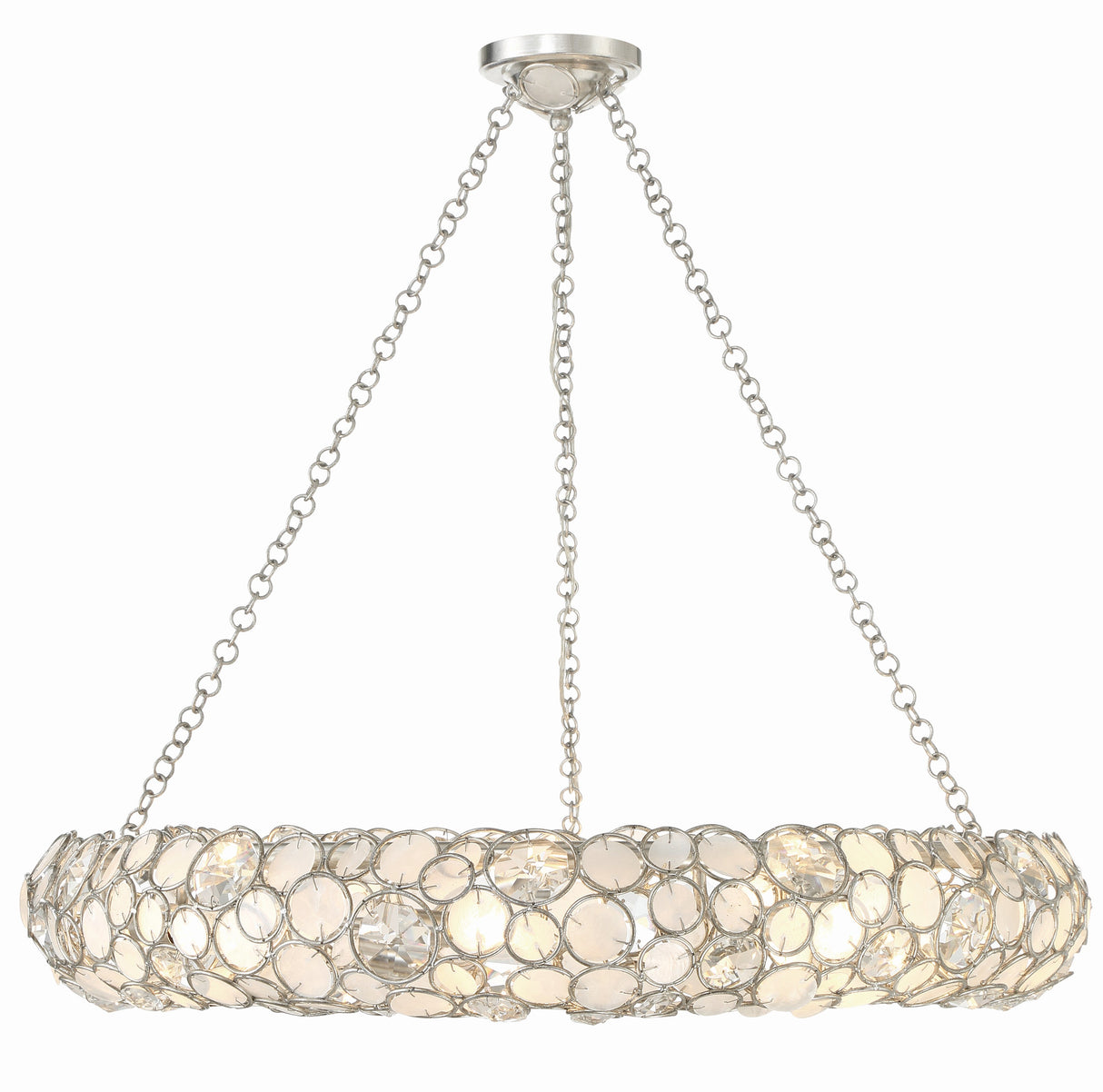 Palla 8 Light Antique Silver Chandelier 528P-SA