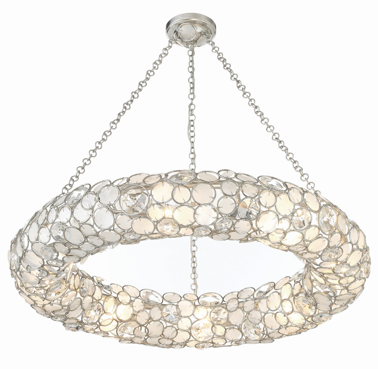 Palla 8 Light Antique Silver Chandelier 528P-SA