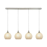 Elk 529-4LP-WHT Fusion 4-Light Linear Pendant Fixture in Satin Nickel with White Mosaic Glass
