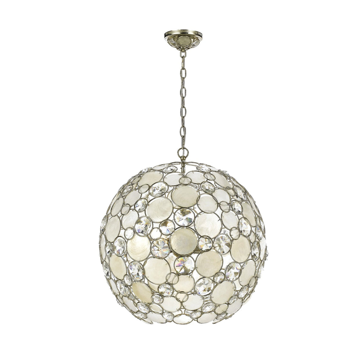 Palla 6 Light Antique Silver Sphere Chandelier 529-SA