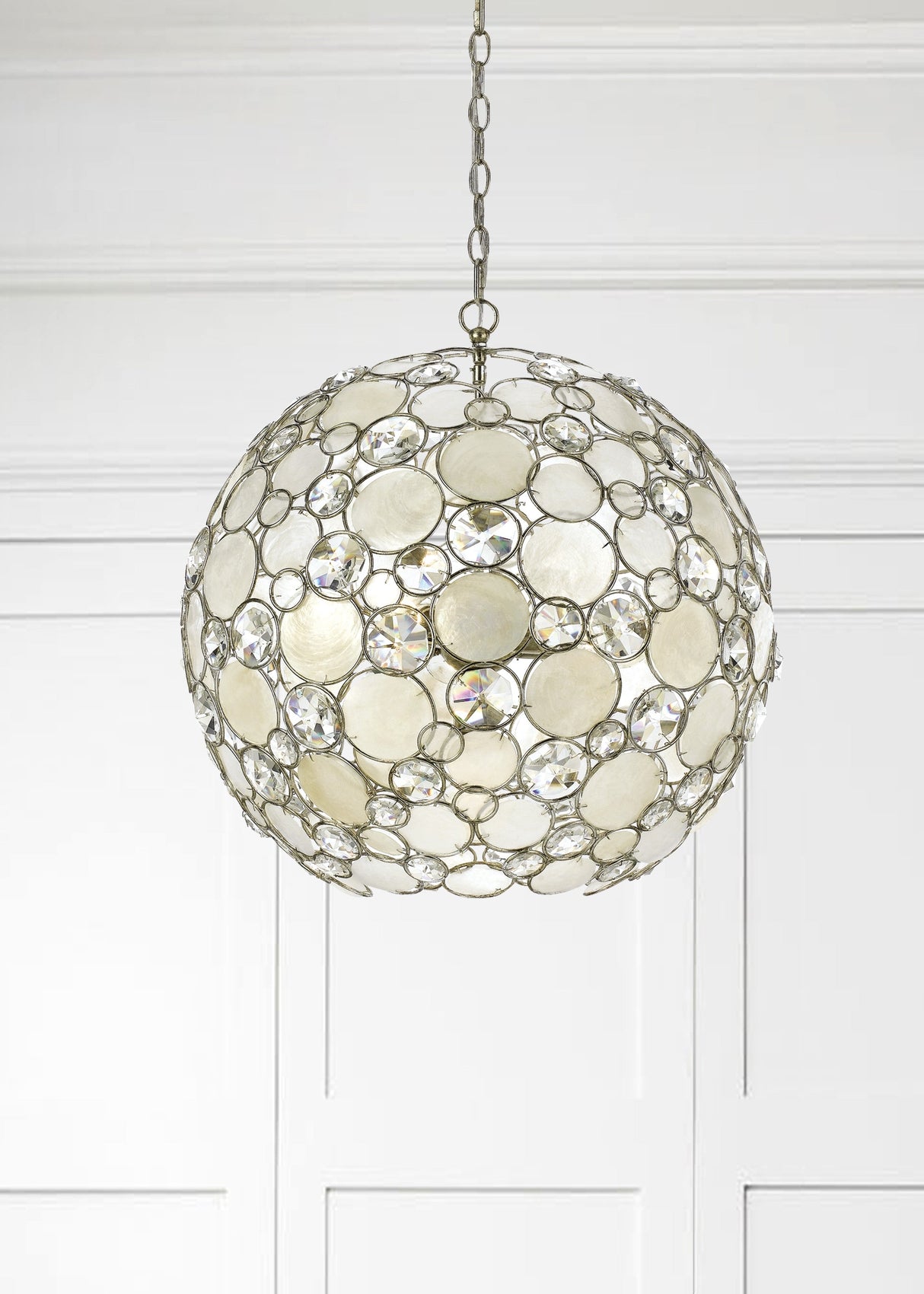 Palla 6 Light Antique Silver Sphere Chandelier 529-SA