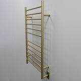 Amba Products RWHL-SSB Radiant Straight 12-Bar Large Hardwired + Plug-in Combo Towel Warmer - 4.75 x 24.5 x 41.75 in. - Satin Brass Finish
