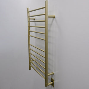 Amba Products RWHL-SSB Radiant Straight 12-Bar Large Hardwired + Plug-in Combo Towel Warmer - 4.75 x 24.5 x 41.75 in. - Satin Brass Finish