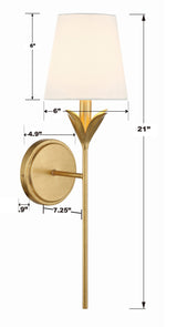 Broche 1 Light Antique Gold Sconce 531-GA