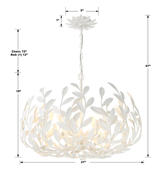 Broche 6 Light Antique Gold Chandelier 533-GA