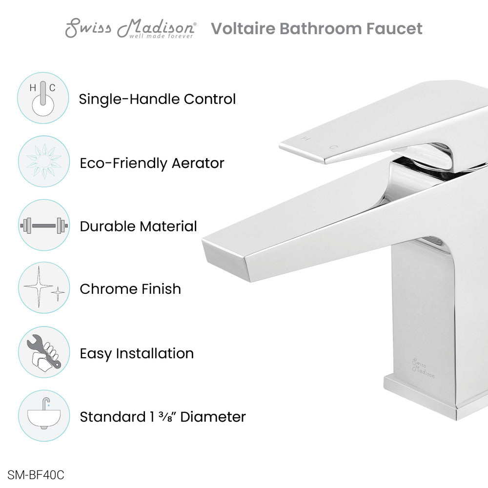 Voltaire Single Hole, Single-Handle, Bathroom Faucet in Chrome