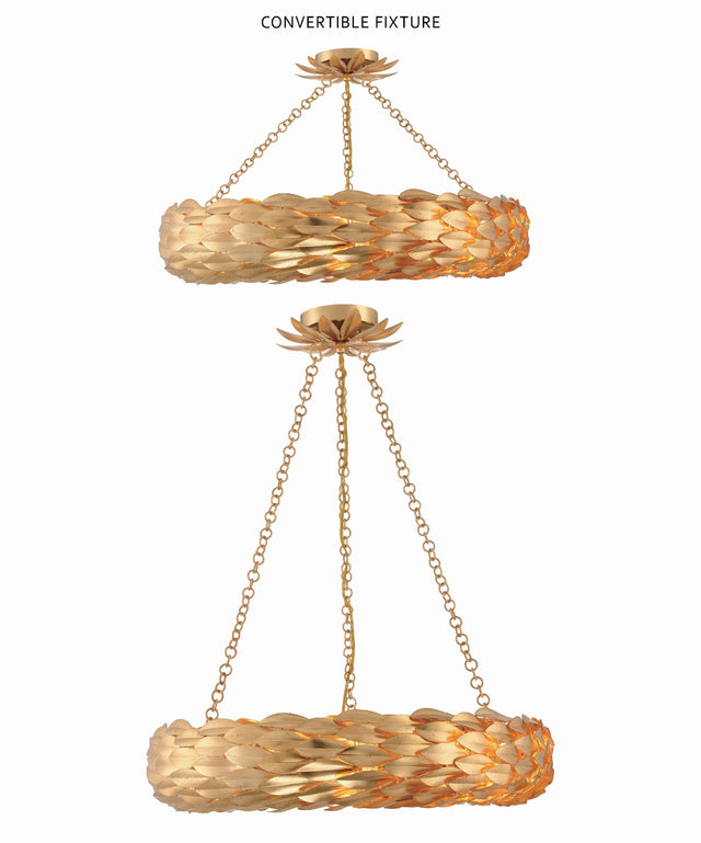 Broche 6 Light Antique Gold Chandelier 536-GA