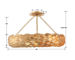 Broche 6 Light Antique Gold Semi Flush Mount 536-GA_CEILING