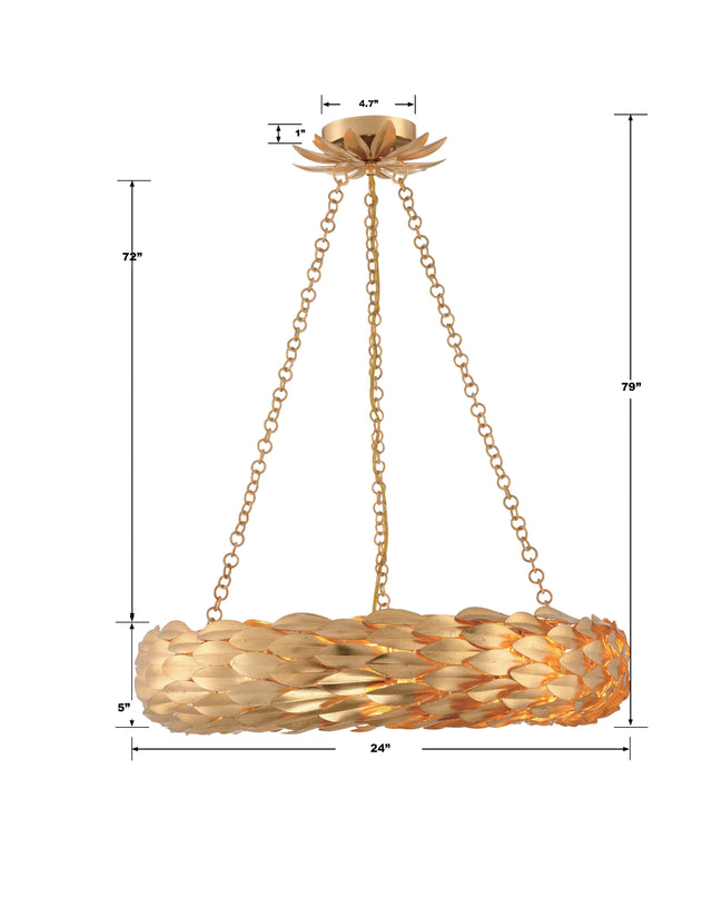 Broche 6 Light Antique Gold Chandelier 536-GA