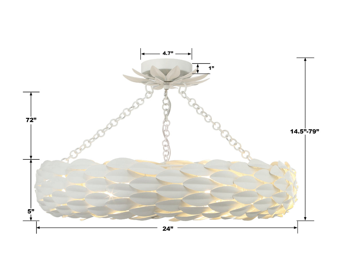 Broche 6 Light Antique Gold Semi Flush Mount 536-GA_CEILING