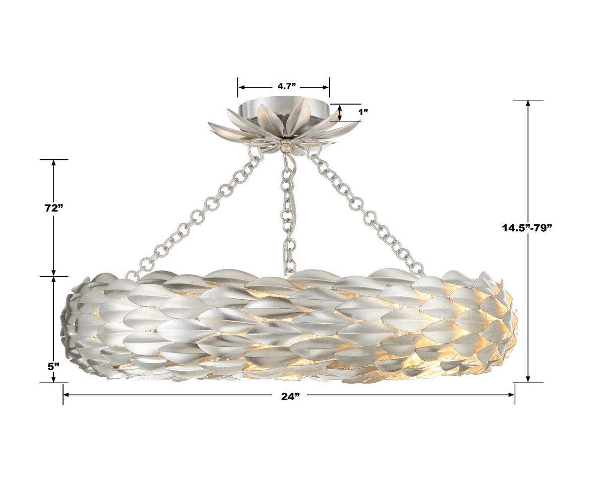 Broche 6 Light Antique Gold Semi Flush Mount 536-GA_CEILING