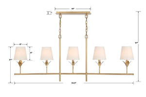 Broche 5 Light Antique Gold Chandelier 537-GA