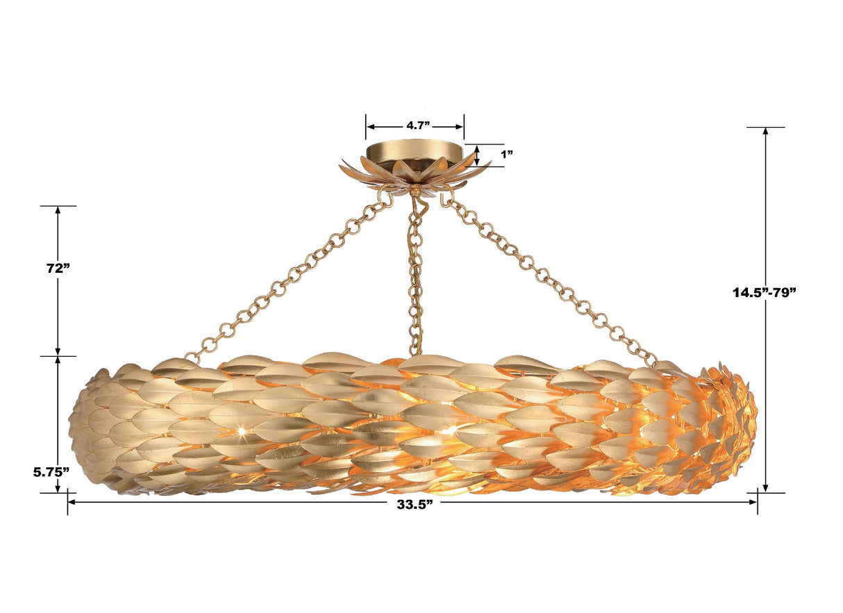 Broche 8 Light Antique Gold Semi Flush Mount 538-GA_CEILING