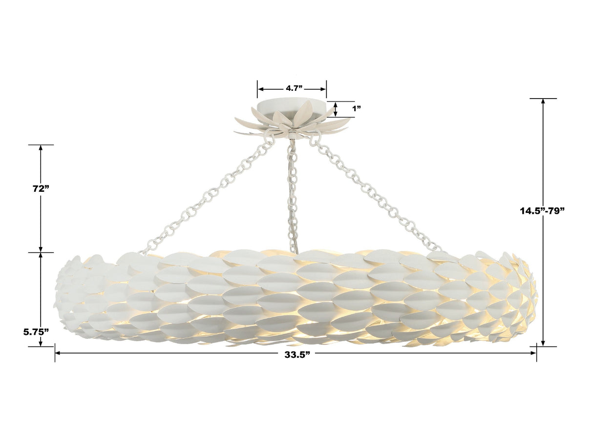 Broche 8 Light Antique Gold Semi Flush Mount 538-GA_CEILING
