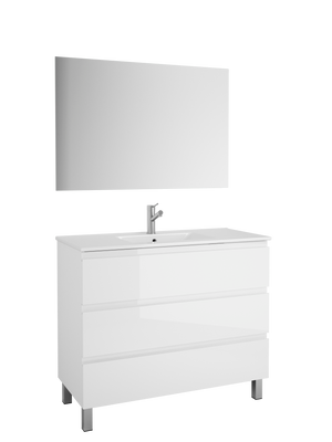 DAX Costa Engineered Wood Vanity Cabinet and Porcelain Basin, White and Onyx DAX-COS014011-ONX