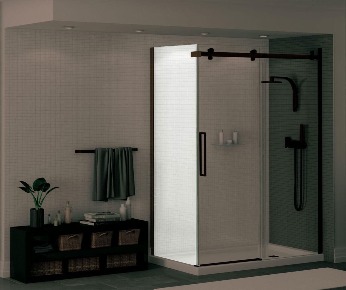 MAAX 139393-900-173-000 Halo Return Panel for 30 in. Base with Clear glass in Dark Bronze