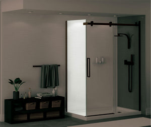 MAAX 139393-900-173-000 Halo Return Panel for 30 in. Base with Clear glass in Dark Bronze