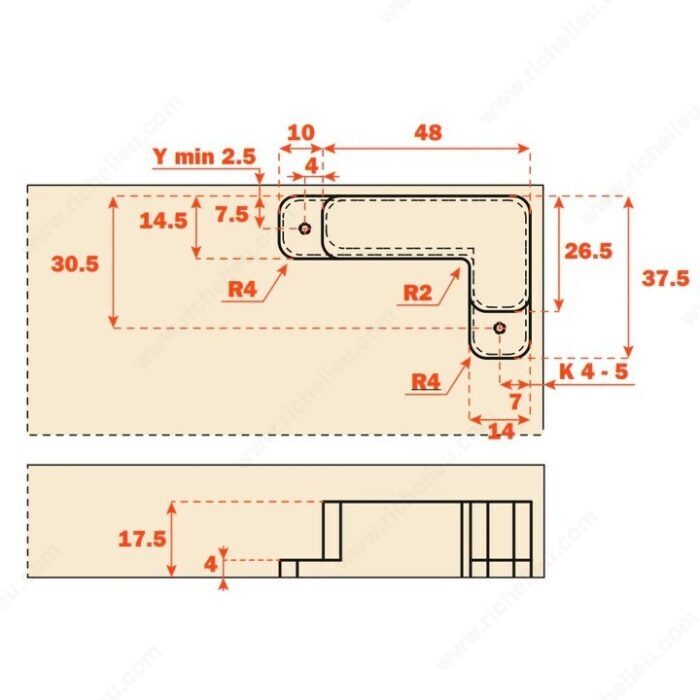 Salice SELX86X6XS Air Hinges - Door Arm Sleeves, Left