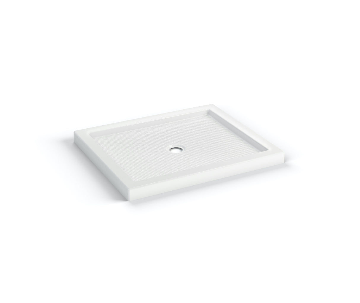 MAAX 410001-542-001-000 B3Round 4832 Acrylic Corner Left Shower Base in White with Anti-slip Bottom with Center Drain