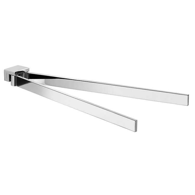 Double Swivel Towel Bar, 15 Inch, Square, Polished Chrome