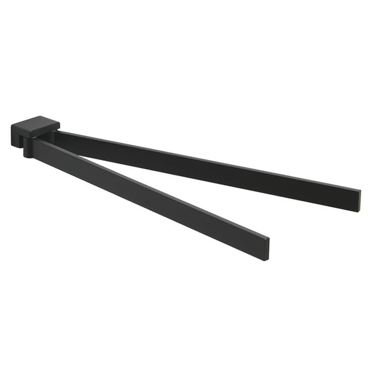 Double Swivel Towel Bar, 15 Inch, Square, Matte Black