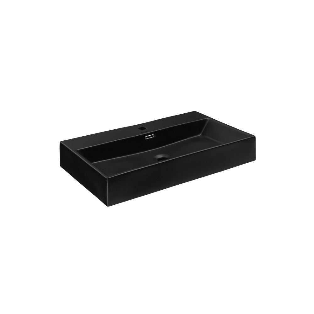 Claire 30 Ceramic Console Sink Matte Black Basin Chrome Legs