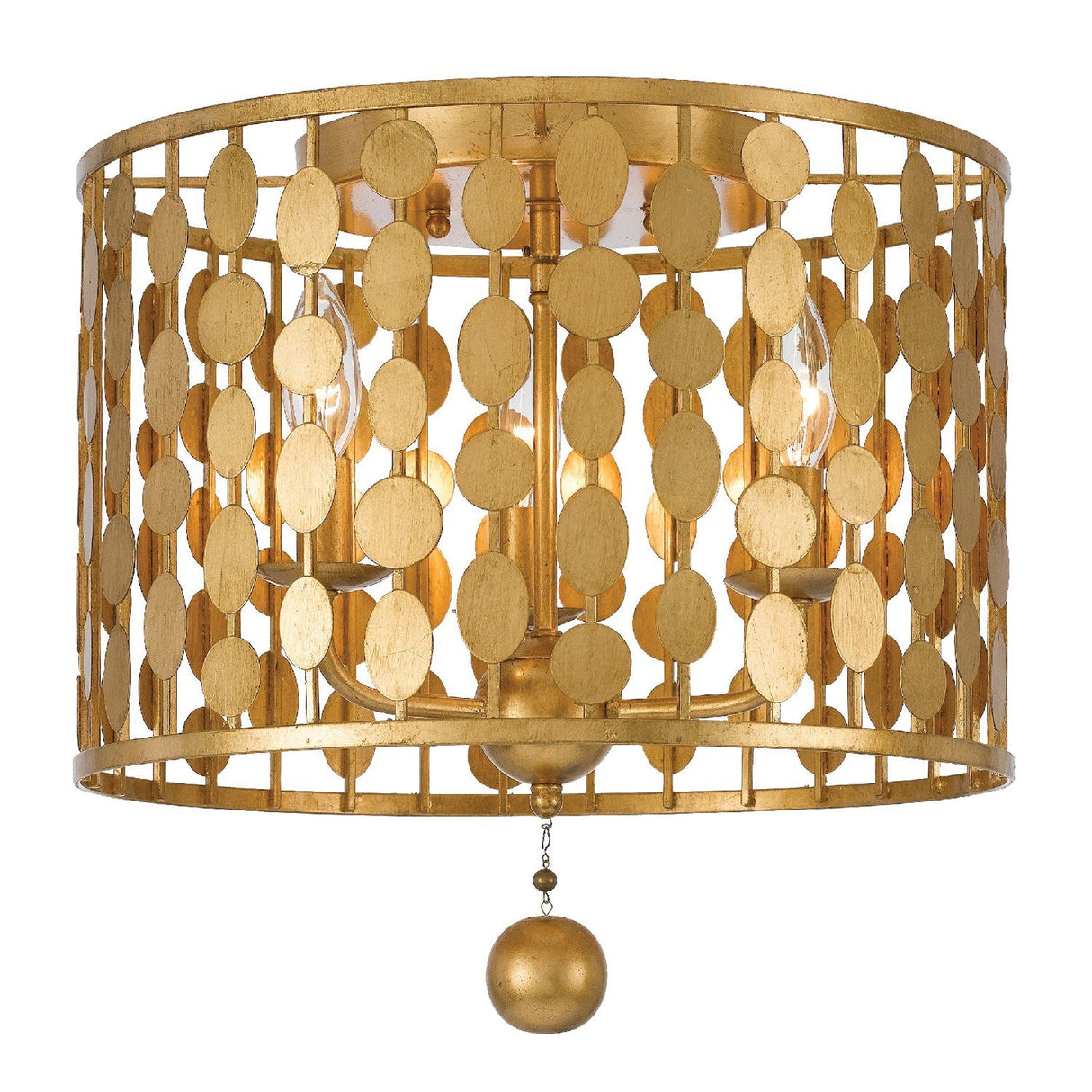 Layla 3 Light Antique Gold Flush Mount 544-GA