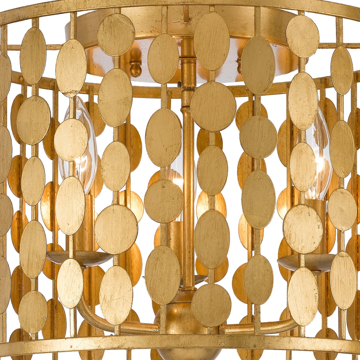 Layla 3 Light Antique Gold Flush Mount 544-GA